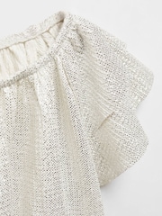 Mango White Shiny Textured T-Shirt - Image 5 of 5