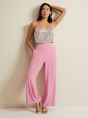 Phase Eight Pink Elandra Wide Leg Trousers - Image 1 of 7