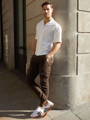 Threadbare Dark Brown Cotton Jogger Style Cargo Trousers With Stretch - Image 1 of 2