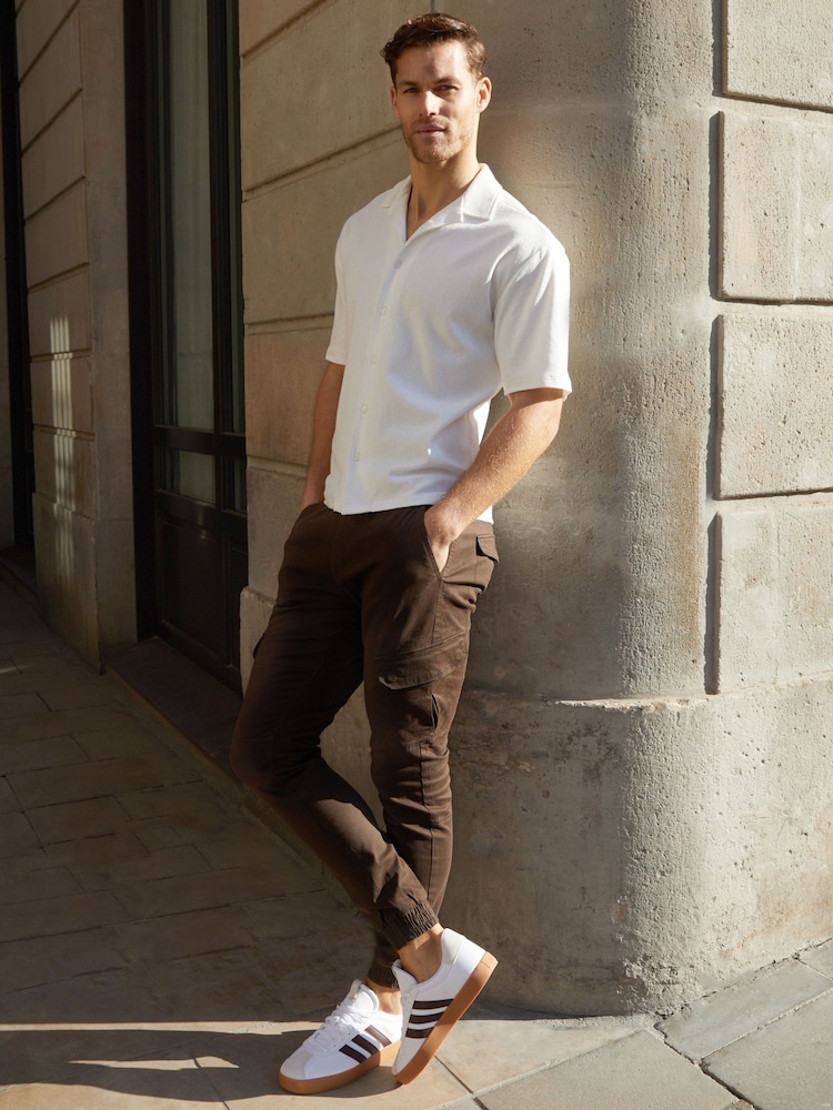 Threadbare Dark Brown Cotton Jogger Style Cargo Trousers With Stretch - Image 1 of 2