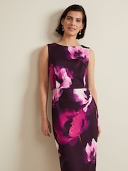Phase Eight Black Printed Christie Scuba Midi Dress - Image 1 of 5