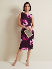 Phase Eight Black Printed Christie Scuba Midi Dress - Image 3 of 5
