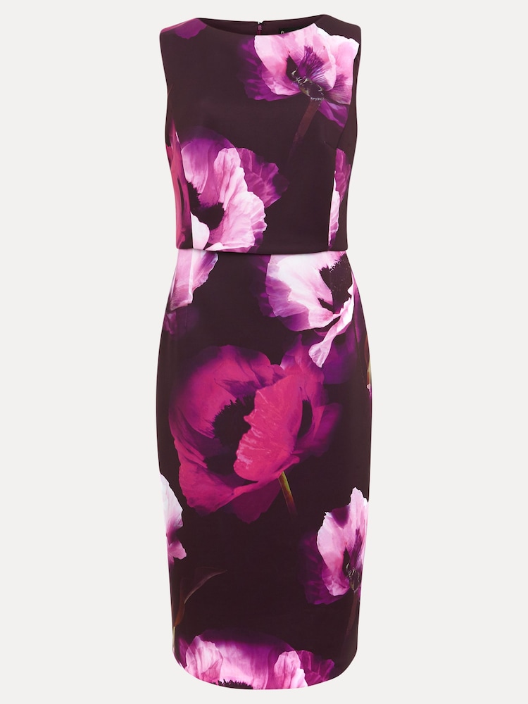 Phase Eight Black Printed Christie Scuba Midi Dress - Image 5 of 5
