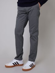 Threadbare Grey Regular Fit Chino Trousers with Stretch - Image 1 of 4