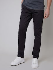 Threadbare Black Cotton Slim Fit Chino Trousers With Stretch - Image 1 of 4