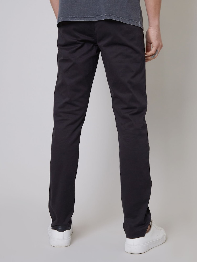 Threadbare Black Cotton Slim Fit Chino Trousers With Stretch - Image 2 of 4
