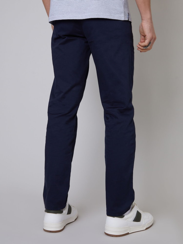 Threadbare Navy Regular Fit Chino Trousers with Stretch - Image 2 of 4