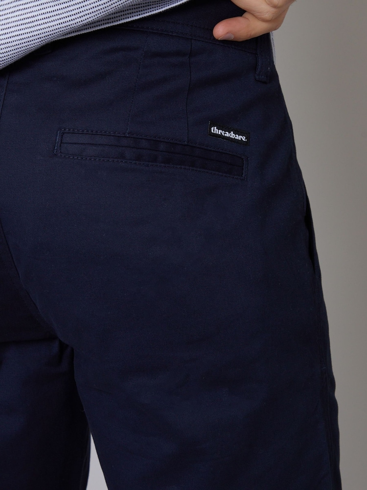 Threadbare Navy Regular Fit Chino Trousers with Stretch - Image 4 of 4
