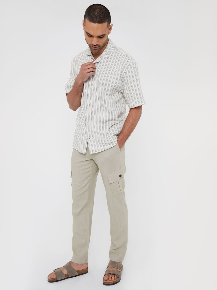 Cream - Pantaloni cargo din in Blend in Threadbare - Image 3 of 5