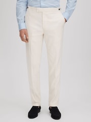 Reiss Off White Heat Linen Blend Adjuster Slim Fit Trousers - Image 1 of 6