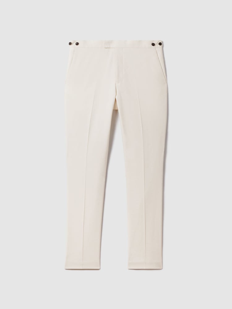 Reiss Off White Heat Linen Blend Adjuster Slim Fit Trousers - Image 2 of 6
