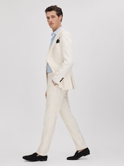 Reiss Off White Heat Linen Blend Adjuster Slim Fit Trousers - Image 3 of 6