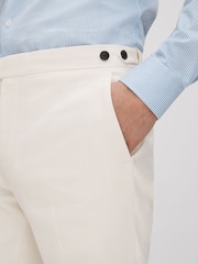 Reiss Off White Heat Linen Blend Adjuster Slim Fit Trousers - Image 4 of 6