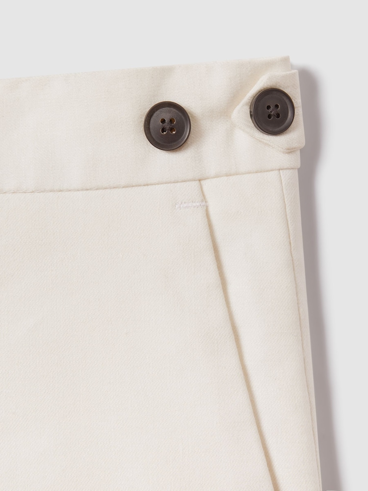 Reiss Off White Heat Linen Blend Adjuster Slim Fit Trousers - Image 6 of 6