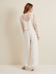Phase Eight Cream Mariposa Lace Jumpsuit - Image 2 of 7