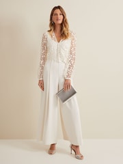 Phase Eight Cream Mariposa Lace Jumpsuit - Image 3 of 7