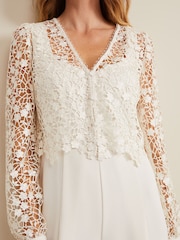 Phase Eight Cream Mariposa Lace Jumpsuit - Image 5 of 7