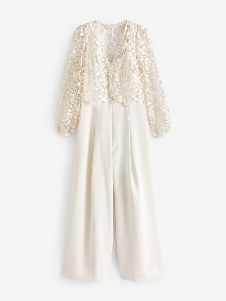 Phase Eight Cream Mariposa Lace Jumpsuit - Image 7 of 7