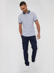 Threadbare Navy Cotton Cargo Pocket Chino Trousers With Stretch - Image 3 of 4