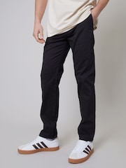 Threadbare Black Regular Fit Chino Trousers with Stretch - Image 1 of 3