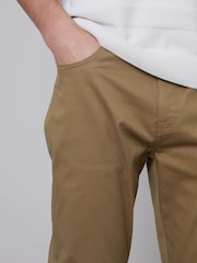 Threadbare Brown Cotton Slim Fit 5 Pocket Chino Trousers With Stretch - Image 4 of 4
