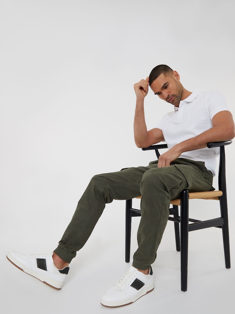 Threadbare Khaki Cotton Jogger Style Cargo Trousers With Stretch - Image 1 of 4