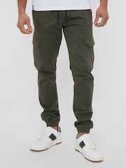 Threadbare Khaki Cotton Jogger Style Cargo Trousers With Stretch - Image 2 of 4