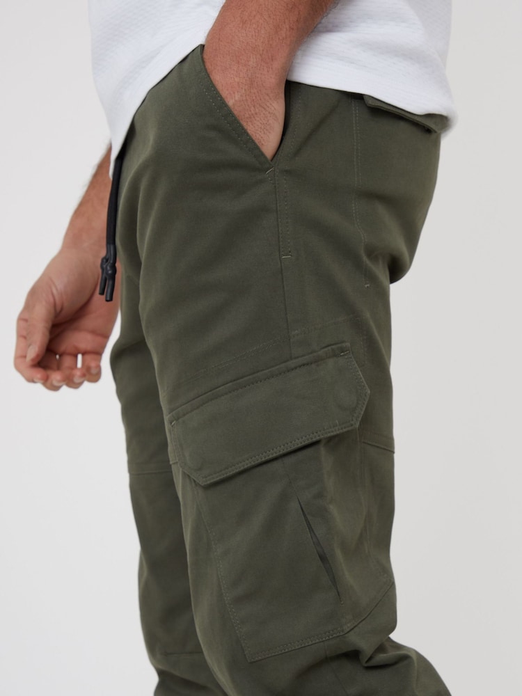Threadbare Khaki Cotton Jogger Style Cargo Trousers With Stretch - Image 4 of 4