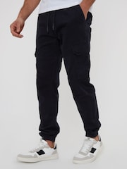 Threadbare Black Cotton Jogger Style Cargo Trousers With Stretch - Image 1 of 4