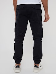 Threadbare Black Cotton Jogger Style Cargo Trousers With Stretch - Image 3 of 4
