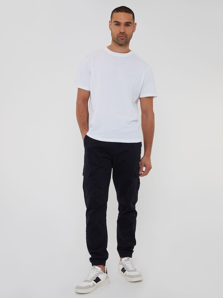 Threadbare Black Cotton Jogger Style Cargo Trousers With Stretch - Image 4 of 4