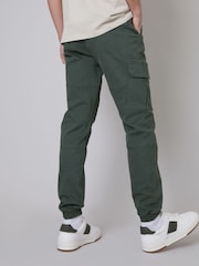 Threadbare Green Cotton Jogger Style Cargo Trousers With Stretch - Image 2 of 4