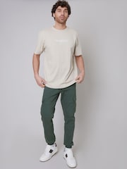 Threadbare Green Cotton Jogger Style Cargo Trousers With Stretch - Image 3 of 4