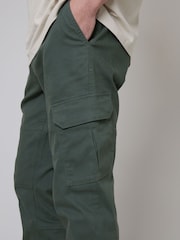 Threadbare Green Cotton Jogger Style Cargo Trousers With Stretch - Image 4 of 4