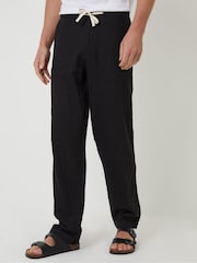 Threadbare Black Linen Blend Trousers - Image 1 of 4