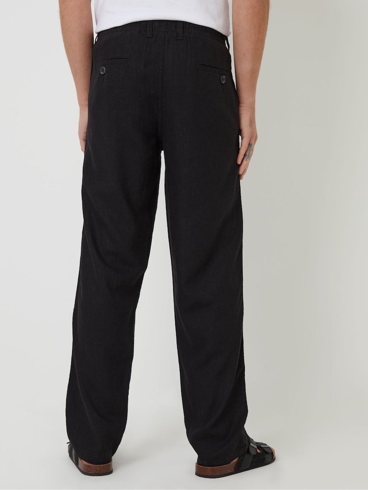 Threadbare Black Linen Blend Trousers - Image 2 of 4