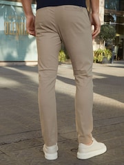 Threadbare Stone Cotton Slim Fit Chino Trousers With Stretch - Image 2 of 4