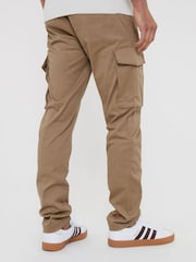 Threadbare Stone Cotton Cargo Pocket Chino Trousers With Stretch - Image 2 of 4