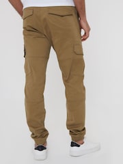 Threadbare Stone Cotton Jogger Style Cargo Trousers With Stretch - Image 2 of 4