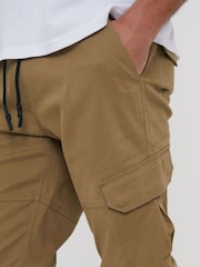Threadbare Stone Cotton Jogger Style Cargo Trousers With Stretch - Image 4 of 4