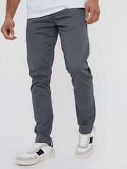 Threadbare Grey Cotton Slim Fit Chino Trousers With Stretch - Image 1 of 4