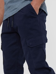 Threadbare Navy Cotton Jogger Style Cargo Trousers With Stretch - Image 4 of 4