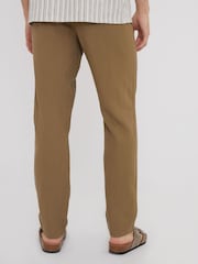 Threadbare Brown Linen Blend Drawcord Trousers - Image 2 of 4