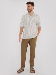Threadbare Brown Linen Blend Drawcord Trousers - Image 3 of 4
