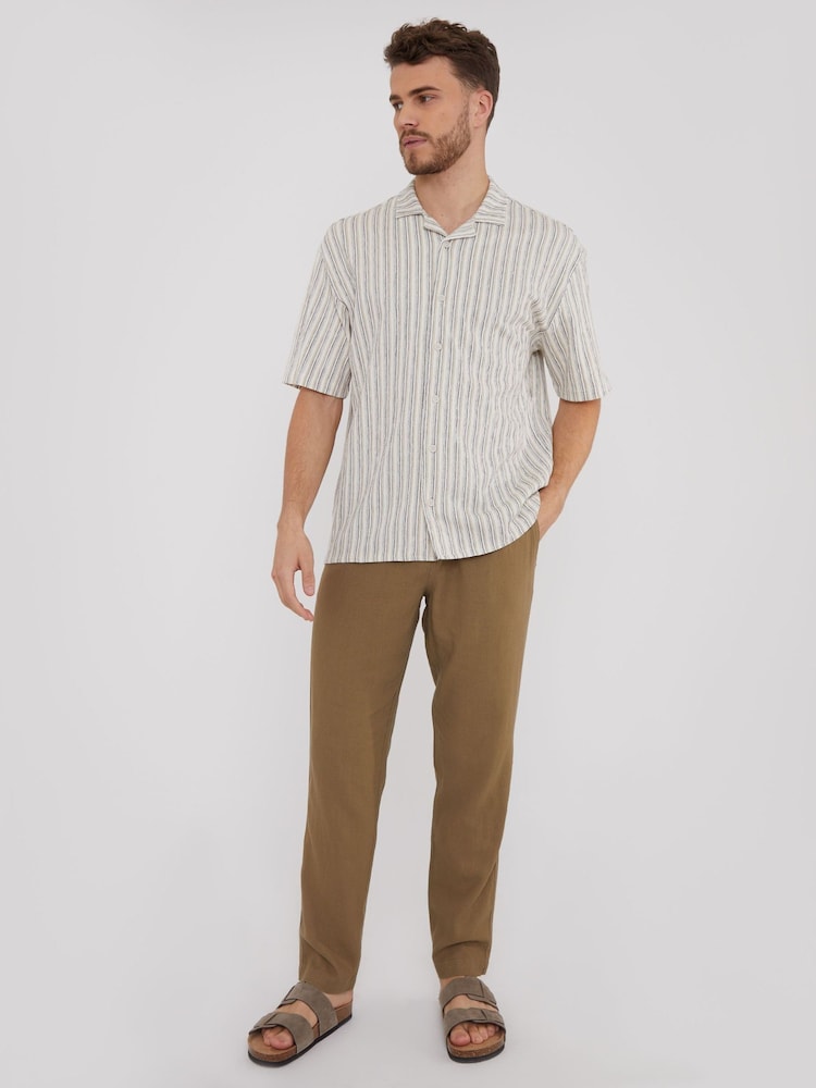 Threadbare Brown Linen Blend Drawcord Trousers - Image 3 of 4