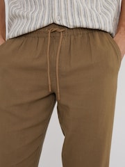 Threadbare Brown Linen Blend Drawcord Trousers - Image 4 of 4