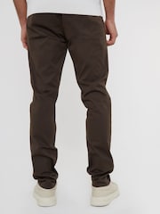 Threadbare Chocolate Cotton Slim Fit Chino Trousers With Stretch - Image 2 of 4