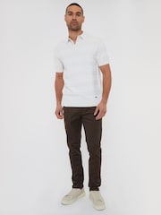 Threadbare Chocolate Cotton Slim Fit Chino Trousers With Stretch - Image 3 of 4
