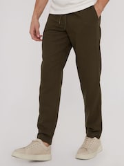 Threadbare Khaki Linen Blend Drawcord Trousers - Image 1 of 4