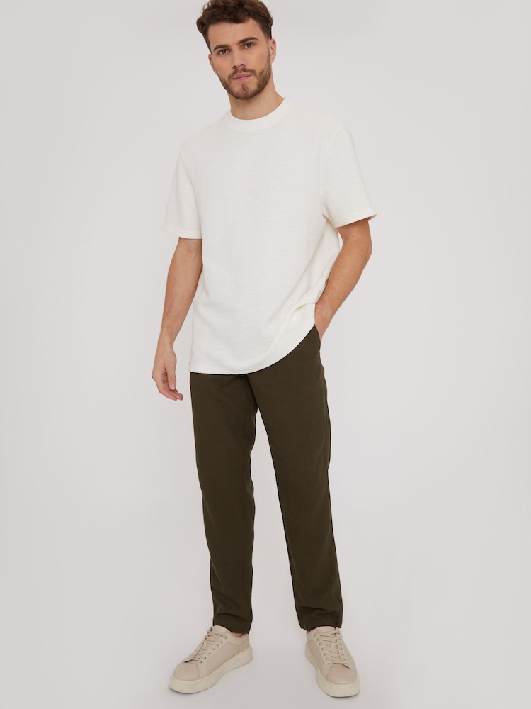 Threadbare Khaki Linen Blend Drawcord Trousers - Image 3 of 4